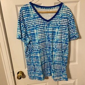 Kim Rogers Blue and White Patterned Top